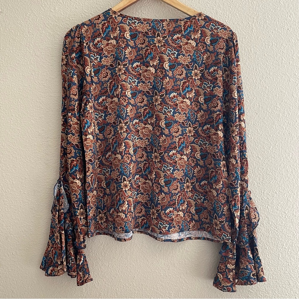 IDYLLWIND WOMEN'S ROUGE PAISLEY‎ PRINT LACE-UP TOP - Picture 4 of 14